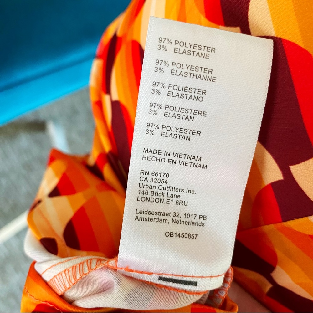 Urban Outfitters | UO Mallory Cowl Mini Slip Dress Retro Orange Satin New Medium - Picture 10 of 13